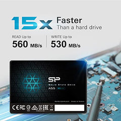 Silicon Power 256GB SSD 3D NAND A55 SLC Cache Performance Boost SATA III 2.5" Internal Solid State Drive SU256GBSS3A55S25AH