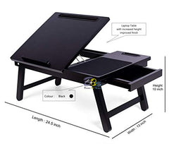 Brown Art Shoppee Laptop Table Adjustable Fold-able Coffee Table with one Drawer and I Ped Stand (Brown)