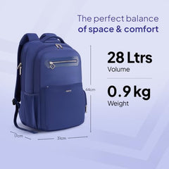American Tourister Jit+ 2.0 Style 02, 25L Office 3 Compartment Laptop Backpack With Cable Organizer Pouch, USB Charging Port, Trolley Strap & Rain Cover For Unisex, Men & Women - Deep Blue