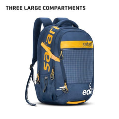 Safari Megapack 43L Expandable Laptop Backpack Bag for Men and Women, School Bag for Boys & Girls, Casual Hiking Travel Bag with 3 Compartments, Compression Straps & Bottle holder, Color Blue