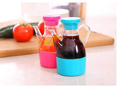 SYGA Set of 3 Small Pot Small Plastic Bottle of Soy Sauce Vinegar Oiler Seasoning with Lid Handle for Convenient Cooking, Eliminate Dripping