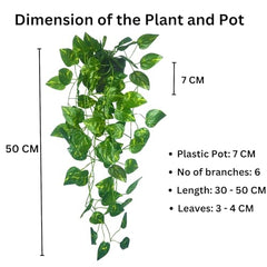 Tdas Plastic Artificial Plants With Pot Leaves Hanging Ivy Garlands Plant Greenery Vine Creeper Home Decor Door Wall Balcony Decoration Party - 50 Cm (2 Pcs Money Plants)