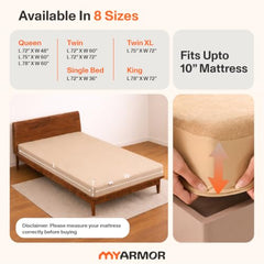 MY ARMOR Waterproof Mattress Protector King Size, 78x72, 6.5x6 feet, Double Bed Protector Sheet Cover, Breathable and Hypoallergenic Ultra Soft Fitted Terry Cotton Feel Fabric, Elastic Skirting, Grey