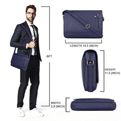WildHorn Genuine Leather Laptop Messenger Bag for Men | Stylish Office Bag with a Padded Laptop Compartment & Adjustable Strap | Designed to Fit Laptops up to 14 Inches | Backed by a 1-Year Warranty