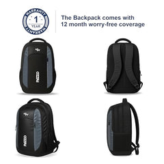 Lunar's Luxur 40L Laptop Backpack with 1 Year Warranty | Foam Padded Water Resistant School bag | Laptop Bag 15.6 Inch | Travel College bag for boys | Office bag for man (black_grey_orange)