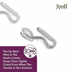 JYOTI Dress Hook (50 Hooks of 3 Wire Size 2 of Brass Material in Nickel Free Finish in a Pouch), Hooks for Ladies Blouses, Dresses, Chudidars, Children Dresses, Frocks, and Gowns - Pack of 5 Pouches