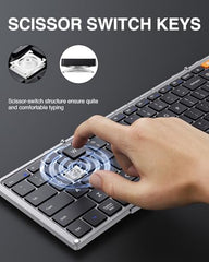 ProtoArc Foldable Bluetooth Keyboard, XK01 Full Size Folding Wireless Keyboard with Number Pad, Portable Travel Keyboard for Windows iOS Android Tablets, Laptops, iPad