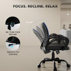 beAAtho® Verona Mesh Mid Back Ergonomic Office Chair with 3 Years Limited Warranty - Adjustable Height, Strong Metal Base, Revolving Study & Computer Chair for Work from Home (Grey)