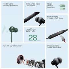 for OnePlus Wireless Z2 Neckband with Fast Charging, Bluetooth 5.2, Dynamic Bass & Crystal Clear Audio (Blue)