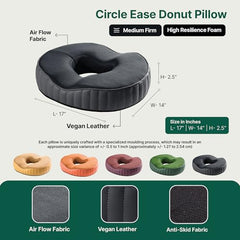 The White Willow Donut Pillow – Medium Firm HR Memory Foam Coccyx Seat Cushion for Tailbone, Hemorrhoid & Piles Pain Relief – Car & Office Chair – Above 60KG – Classic Black
