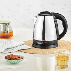 Prestige 1.5L PKOSS Stainless Steel Electric Kettle | 1350 Watts| Elegant Design | Cool-touch Handle and Lid | Automatic Cut-Off and Single-Touch Lid Locking | Black | 1Y Warranty | ISI Certified