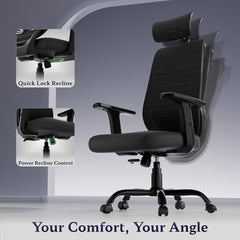 Furnivo Titan Ergonomic Office Chair for Home & Office | Adjustable Armrests | 120 Recline | Lumbar Support | Thick Cushioned Seat | Heavy-Duty Base | 3 Years Warranty (Eco Black Red)