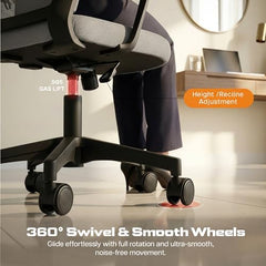 DROGO Comfortwing Premium Ergonomic Office Chair for Work from Home, High Back Computer Chair with Breathable Mesh, Armrest, Adjustable Seat, Rocking & Winged Back | Mesh Chair for Office (White/Blue)
