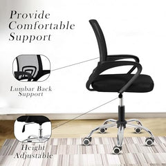 Casa Copenhagen Mesh Mid Back Office/Study/Computer/Revolving/Desk Chair for Work from Home -Metal Base, Height Adjustable Seat - Grey Milange & Black Handle