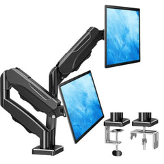 MOUNTUP Dual Monitor Stand for Desk, Monitor Arms for 2 Monitors 13-32 Inch | Holds 4.4-19.8lbs per Arm, VESA 75x75/100x100, Full Motion Monitor Mount for Home Office, C-Clamp & Grommet Base, Black