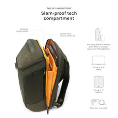 MOKOBARA Transit Backpack | Fits Laptop Up To 16 Inch, 30L Capacity, Water-Resistant Polyester, Vegan Leather Trims | Money Moves, Black