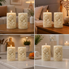 Decorative Fragrance Candle with Raised 3D Ivory Swirl Pillar Artwork | Long Burning Scented Candle for Home Décor, Living Room, Bedroom, Meditation Space, Table Decoration & Gift
