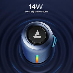 boAt Stone 352 Pro/Stone 358 Pro w/ 14W Signature Sound, Up to 12 Hours Playback, RGB LEDs, TWS Feature, Built-in Mic, BTv5.3, Free Music Streaming on JioSaavn Bluetooth Speaker (Vibing Blue)