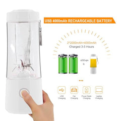 Juicer for Home ^ Lacossi Juicer Mixer Grinder with 1500mAh Battery, 6 Blades 3Gears Fast Blending, 2-Jar Capacity (400ml*2) | 40 Watts Bullet Rechargeable Portable Personal Juicer