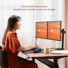 Artikel Double Monitor Desk Mount | Adjustable Heavy Duty Monitor Arms | VESA Mount with C Clamp & Grommet Mounting Base | Computer Monitor Stand for Screen up to 27 inch | Table Mounted | Black