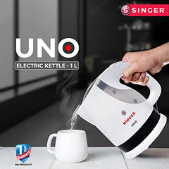 SINGER Cutie DX Electric Kettle 1350 Watts | 2 Years Warranty | 1.5 Liters | Quick Boil | Stainless Steel | Cool-Touch Handle and Lid | Auto Shut Off | Tea & Coffee, Instant Noodles, Rice, Soups
