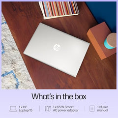 HP 15, 13th Gen Intel Core i3-1315U (12GB DDR4, 512GB SSD) FHD, Anti-Glare, Micro-Edge, 15.6''/39.6cm, Win11, M365 Basic(1yr)* Office24, Silver, 1.59kg, fd0573TU, FHD Camera w/Shutter Laptop