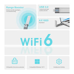 TP-Link AX1800 Wi-Fi 6 Dual Antennas High Gain Wireless USB 3.0 Adapter, Dual-Band, Auto Driver, MU-MIMO, Low- Latency, 1-Meter Cable, Supports Windows 10/11, Highly Secure WPA3 (Archer TX20U Plus)