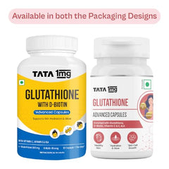 TATA 1MG Glutathione Advanced Capsule with Vitamin C E Biotin Grape Seed Extract For Skin Glow Hydration Radiance Pack of 30 Tablets
