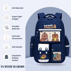 TS WITH TECHSUN College Laptop Backpack for Women & Teens with Zipper Pouch | School Bag for Girls 13-14 Years | 18 Inch Book Backpack | Travel School Bag, Tuition, Coaching (CAPYBARA - BROWN)