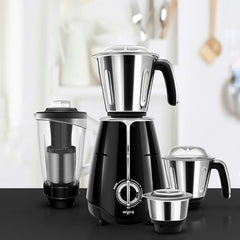 Wipro Elato FMG209 800 Watt Mixer Grinder with 4 Jars,Heavy Duty 100% Copper Ball Bearing Motor with 5 Year Warranty,Superfast Grinding,Clip Lids - Hands Free use, 4 Jars Mixer Grinder 800 Watt,Black