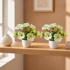 fancymart Artificial Flower Plant Home Décor with Small Size Pot | Pack of 2 | Plant Hanging for Home Decor | Office Decor (DESIGN-01)
