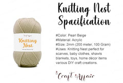 Craft Affair | Knitting Nest Acrylic Yarn (200 Meter, 100 Grams, 2mm) / Woolen Yarn/Acrylic Yarn for Knitting and Crocheting-Olive