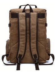 FUR JADEN Eco Friendly Travel 4 Compartment Laptop Backpack Made of Water Resistant Sustainable Canvas and Vegan Leather for Unisex for Travel Hiking Work (Coffee)
