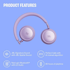 JBL Live 680NC Wireless On‑Ear Headphones with Adaptive Noise Cancelling, Bluetooth, 80 Hours Battery Life, Multipoint Connection, Green