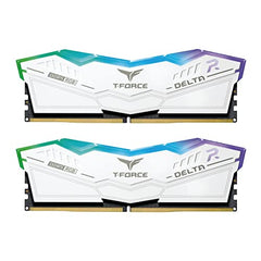 TeamGroup T-Force Delta RGB 2x16GB 6000MHz (6000MT/s) CL38 White 32GB DDR5 RAM Kit, Desktop Gaming Memory, Metal Heatsink, ARGB Sync, ECC, XMP 3.0/EXPO, For Intel/AMD CPU, High Performance Low Latency