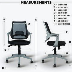 MRC Mono Ergonomic Office Chair (Mid-Back) – Revolving Breathable Mesh Desk Chair for Work from Home & Study–Lumbar Support & Heavy Duty Nylon Base (Grey & White)