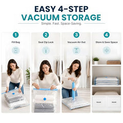 The Better Home Vacuum Storage Bags Medium Size with Hand Pump (Pack of 5) | 70x50cm Fresh, Odor-Free Compression Bags for Clothes, Blankets & Bedding | Space Saver Airtight Storage Organizer