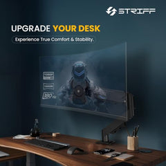 STRIFF Single Monitor Stand with Full Motion Arm | 360° Rotation & Height Adjustable Desk Table Mount | Universal VESA Bracket with C-Clamp | Fits 13–32 Inch Computer/LCD Screens | Holds 4.4–19.8 lbs