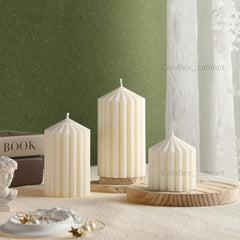 CANDLE CABINETS Ribbed Pillar Candle Set of 3 – 3.2x2 Inch Soy Wax Scented Candles – Minimalist Ribbed Texture for Aesthetic Home Decor & Romantic Gifting (Light Blue)