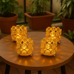 CentraLit Tealight Candle Holder Votives Bowl Iron Artware for Home Decoration, Christams Diya Diwali Decoration Lights Centerpieces for Wedding Home Party Table Decor (Gold (Pack of 10))