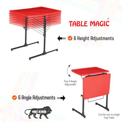 TABLE MAGIC 2.0 Double-Top Multipurpose Laptop Table Mat Finish| Height Adjustable, Foldable, Portable | Work-from-Home Lap Desk (Midnight Black)