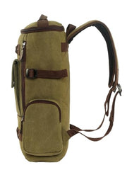FUR JADEN Eco Friendly Travel 4 Compartment Laptop Backpack Made of Water Resistant Sustainable Canvas and Vegan Leather for Unisex for Travel Hiking Work (Coffee)