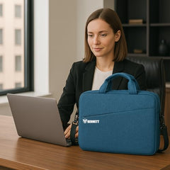 Bennett™ Mystic Unisex Adult Men's Laptop Bag 15.6 inch Side Shoulder Briefcase Satchel Messenger Business Bags for Men & Women Front Pocket for Laptop Accessories - Black (6 Month Warranty)