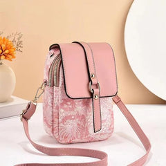 MOMISY Women’s Crossbody Sling Bag | PU Leather Mini Shoulder Bag with Adjustable Strap & Multi-Pocket Design (Pink)