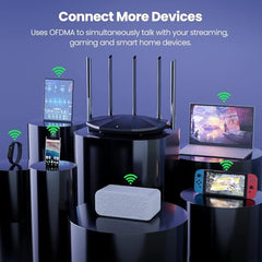 Tenda AC10 AC1200 Wireless Smart Dual-Band Gigabit WiFi Router, MU-MIMO, 4 Gigabit Ports, 867Mbps/5 GHz+ 300Mbps /2.4GHz, Support VPN Server, WiFi Schedule, (Black, Not a Modem)