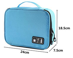 House of Quirk Electronics Accessories Organizer Bag, Universal Carry Travel Gadget Bag for Cables, Plug and More, Perfect Size Fits for Pad Phone Charger Hard Disk (Sky Blue)