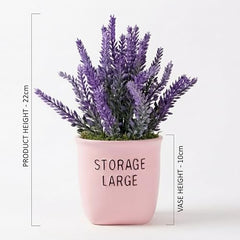 Dekorly Premium Artificial New Rose Flower with Pink Decorative Pot (Storage Large) – 22 cm Faux Flower Arrangement for Home Decor Living Room Bedroom Office Decor (1, Rose)