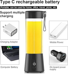 New Portable Electric Nail Drill Juicer 380ML USB Rechargeable Blender Heavy Duty Juicer, 6 Blades, Mini Handheld Fruit Hand Mixer for Home & Outdoor Use (Multicolor)
