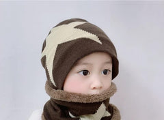 MOMISY Kids Winter Hat and Scarf Set, 2Pcs Warm Knit Beanie Cap and Scarf for 5-10 Years Old (Brown)