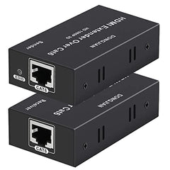 Microware 60M HDMI Extender Repeater Transmitter/Sender + Receiver Over Cat5 / Cat6 Upto 60 Meters (60M Extender Over Single CAT5/6 Cable) Supports 3D & Full HD1080p for TV Projector, HDTV, DVR